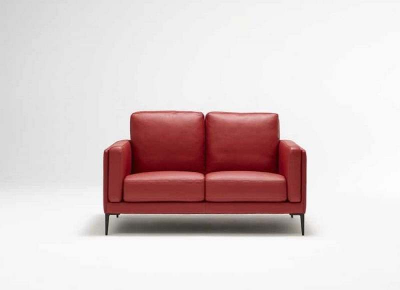 Red leather luxury sofa made in France