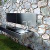 modular outdoor kitchen with stainless steel sink