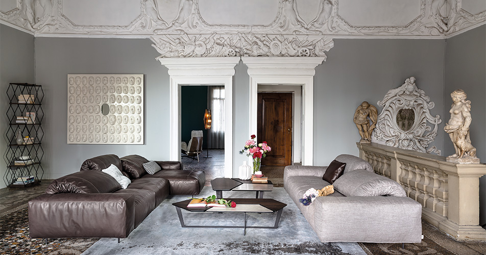 canapé luxe cuir et tissu crazy diamond