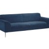 Blue fabric designer sofa made in France 2