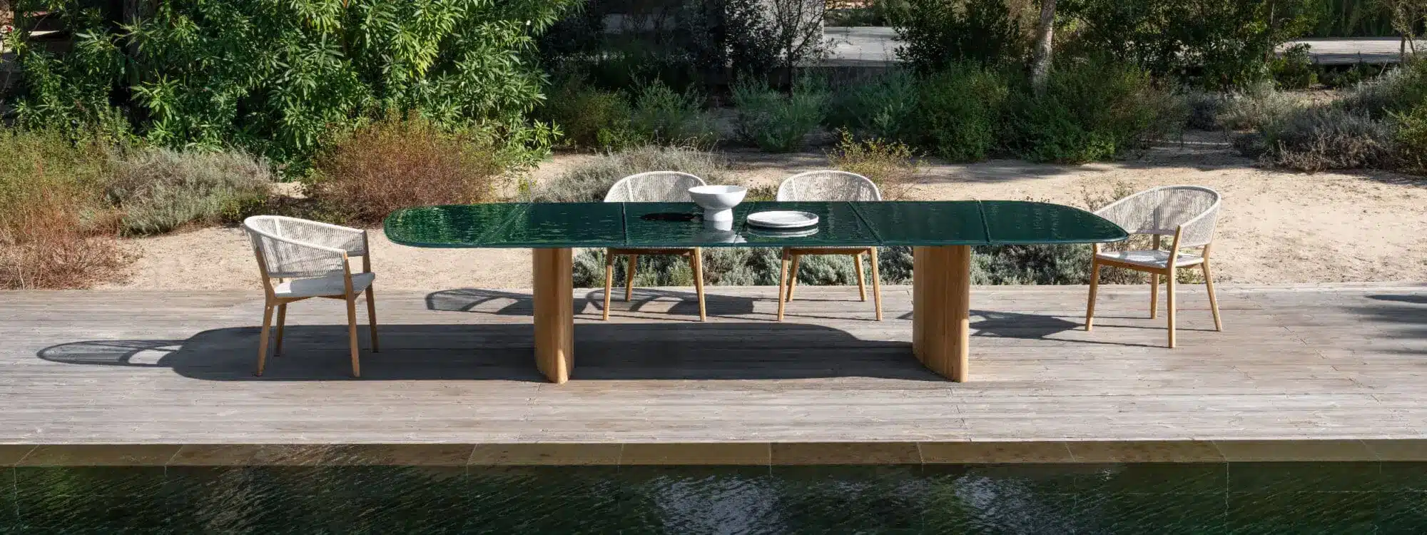 Outdoor dining table in teak and textured glass REGALIZ by Royal Botania 4