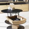 table basse ronde relevable et convertible en table de repas